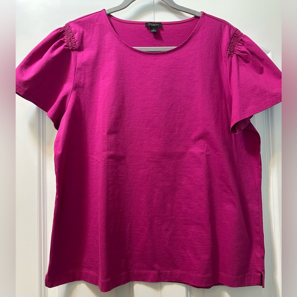 Ann Taylor Factory XL ruched shoulder tee t-shirt